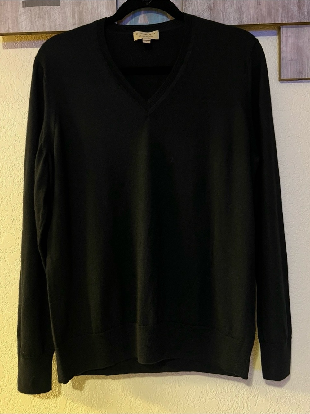 Burberry London Black V-Neck
Merino Wool Knit Pullover Sweater